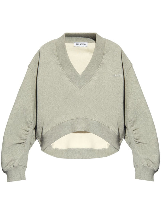 V-necked cotton sweatshirt