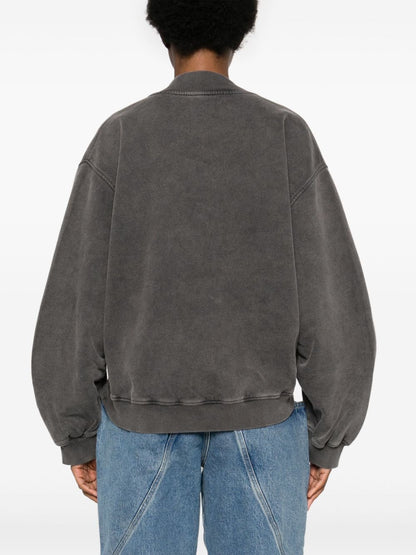 V-necked cotton sweatshirt