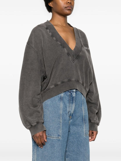 V-necked cotton sweatshirt