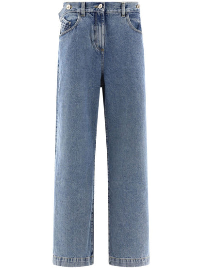 Wide-leg denim cotton jeans