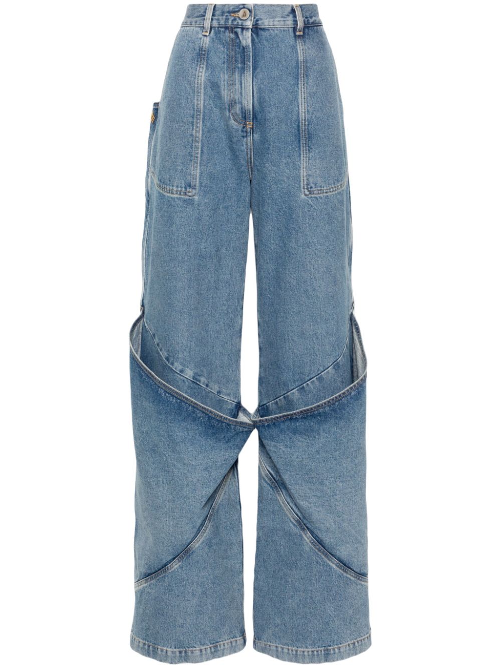 Wide-leg denim cotton jeans