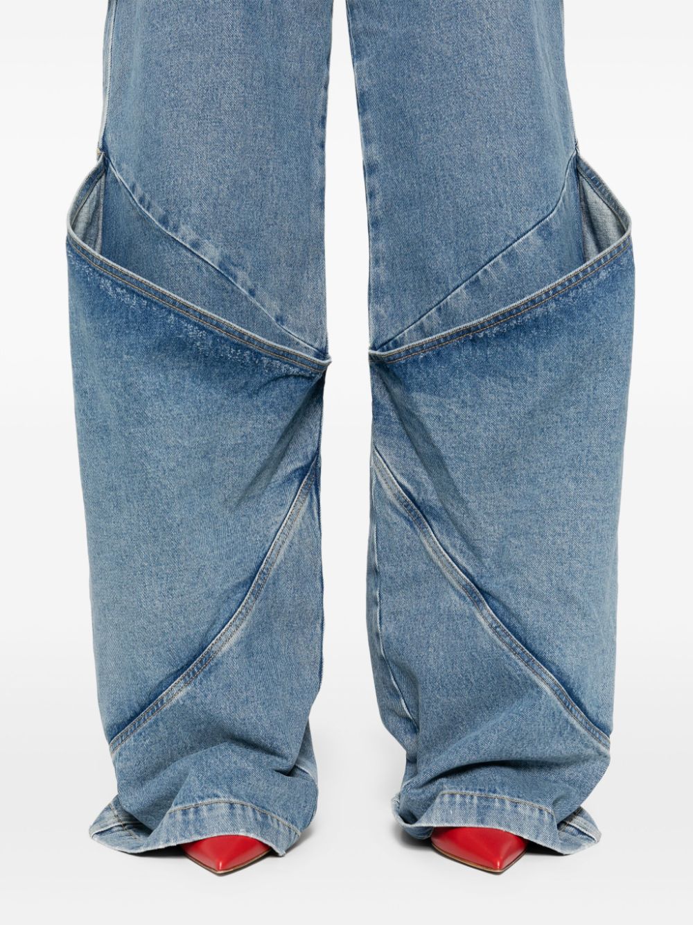 Wide-leg denim cotton jeans