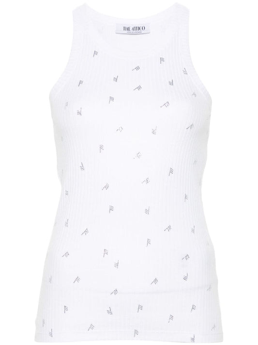 Allover logo cotton tank top