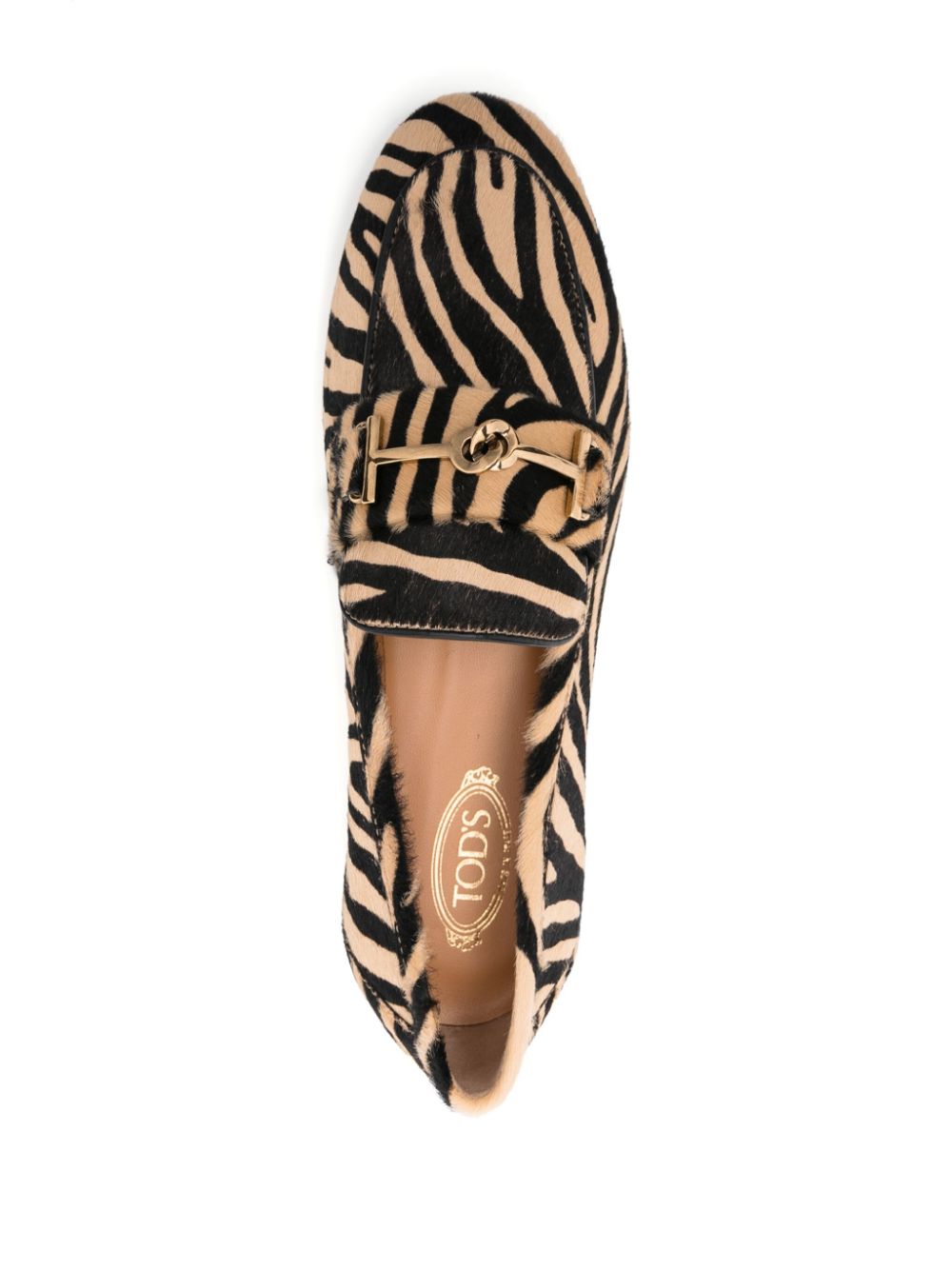 T-ring zebra motif loafers