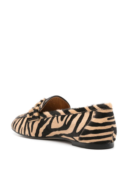 T-ring zebra motif loafers