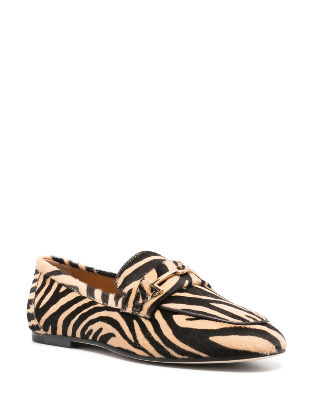 T-ring zebra motif loafers