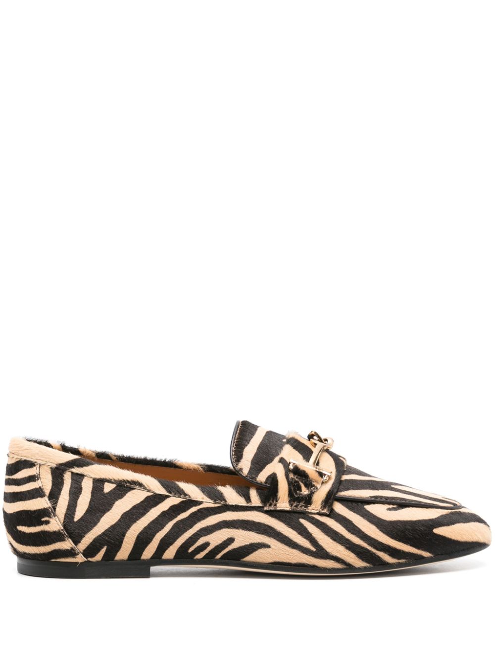 T-ring zebra motif loafers