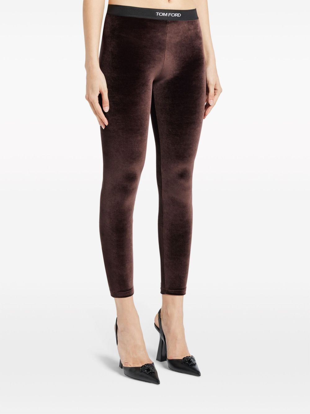 Logo velvet leggings