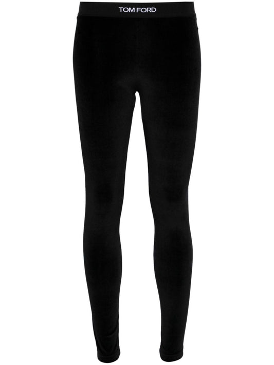 Logo velvet leggings