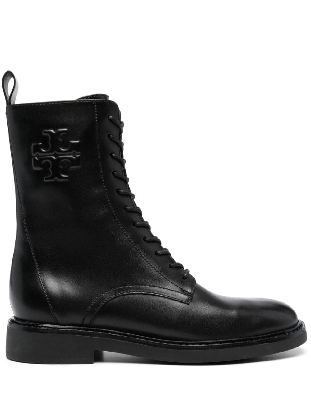 Double t leather combat boots