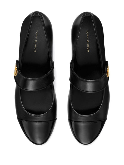 Mary-jane cap-toe leather ballets