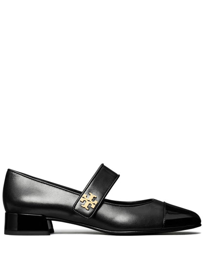 Mary-jane cap-toe leather ballets