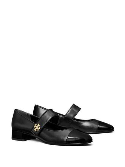 Mary-jane cap-toe leather ballets