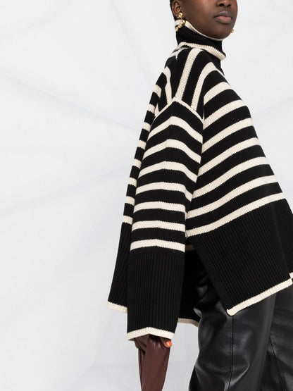 Wool striped turtle-neck jumper