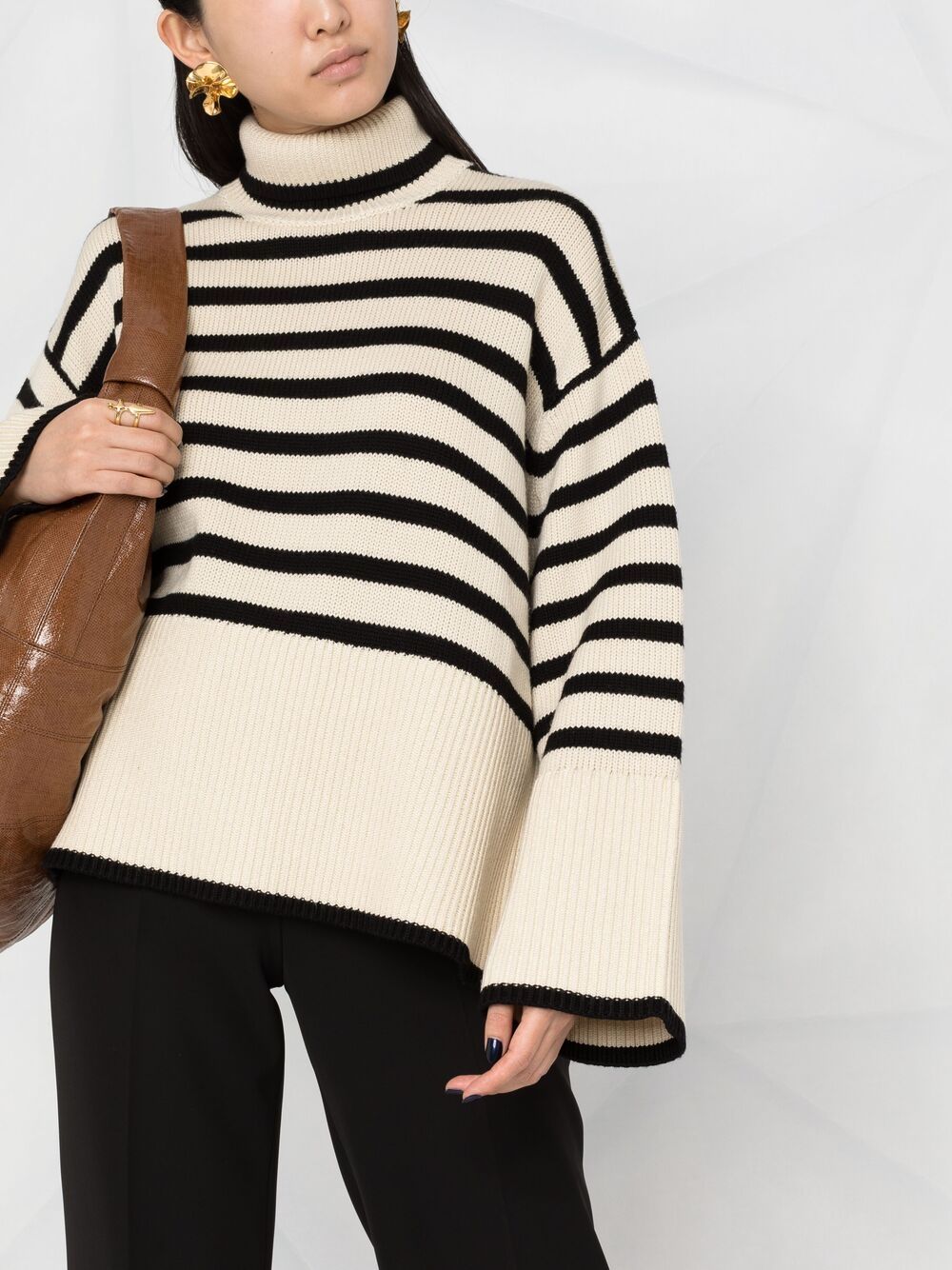 Wool striped turtle-neck jumper