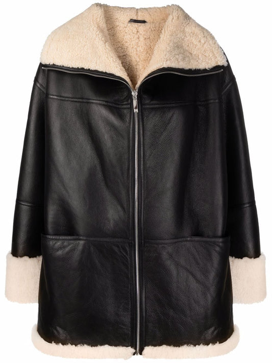 Shearling and leather jacket