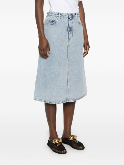 Organi cotton denim midi skirt