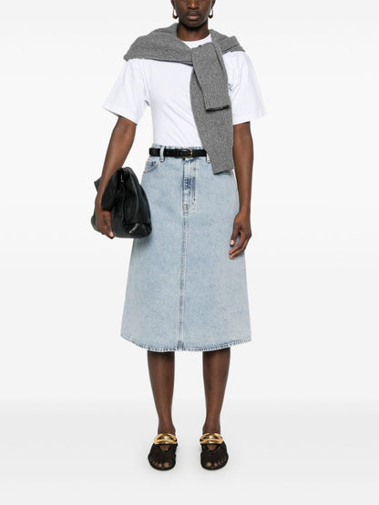 Organi cotton denim midi skirt