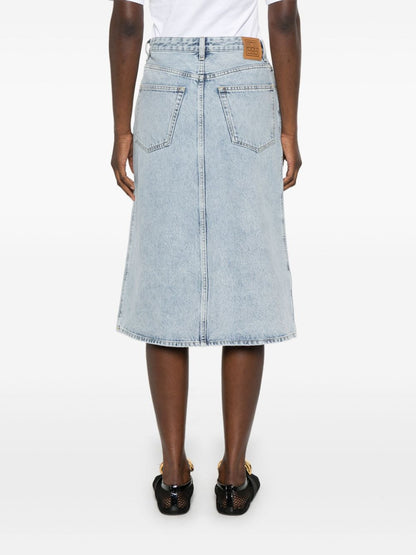 Organi cotton denim midi skirt