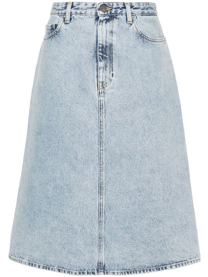 Organi cotton denim midi skirt