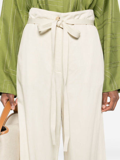 Tie-waist fluid trousers