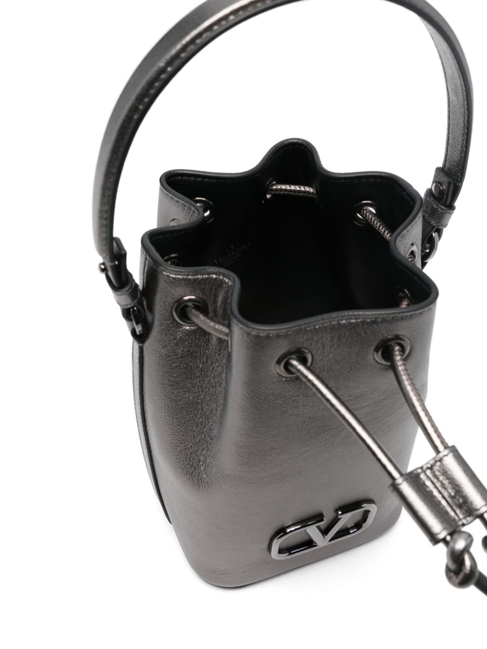 Vlogo signature laminated leather bucket bag