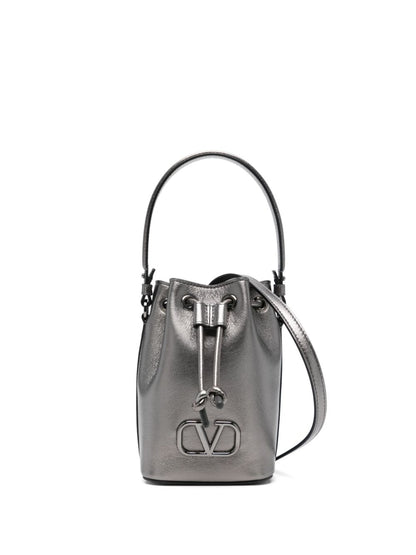 Vlogo signature laminated leather bucket bag