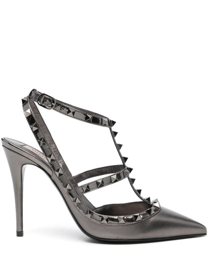 Rockstud laminated leather pumps