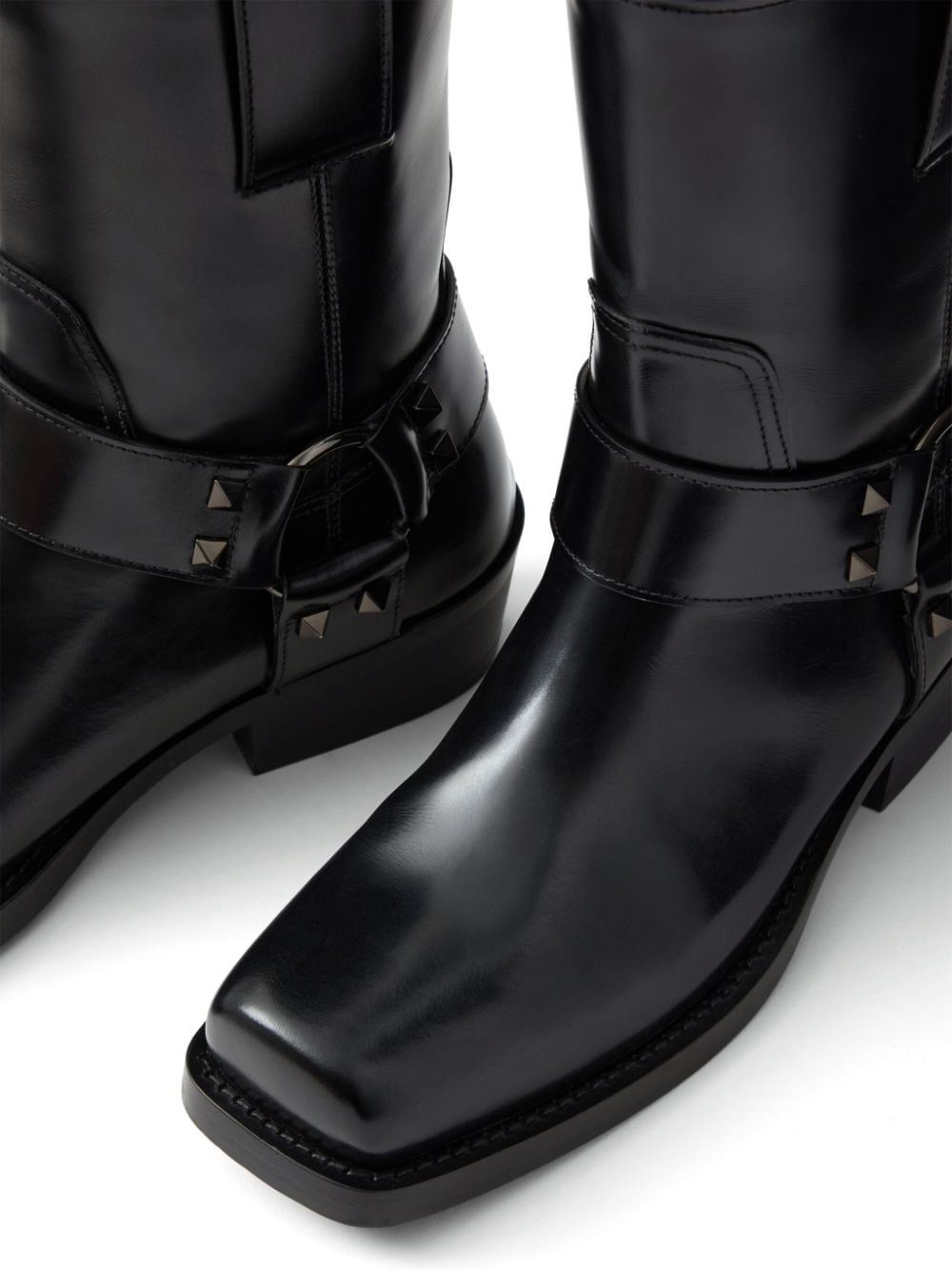 Rockstud leather biker boots