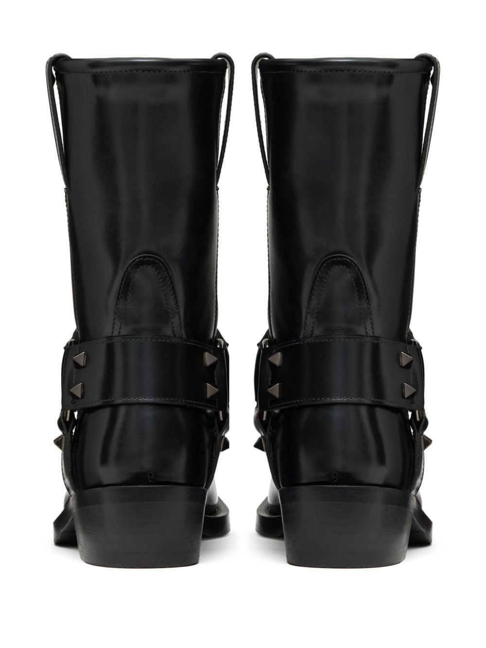 Rockstud leather biker boots