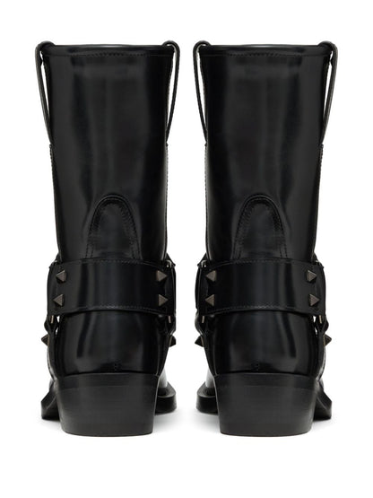 Rockstud leather biker boots