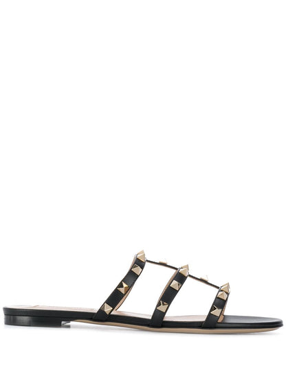 Rockstud leather flat sandals