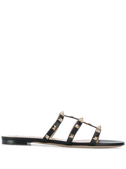 Rockstud leather flat sandals