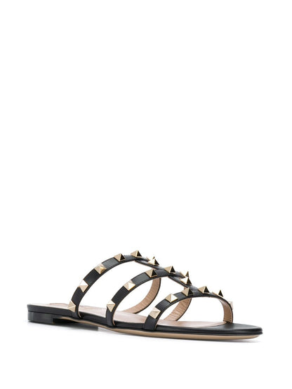 Rockstud leather flat sandals