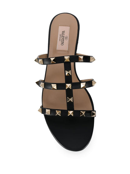 Rockstud leather flat sandals