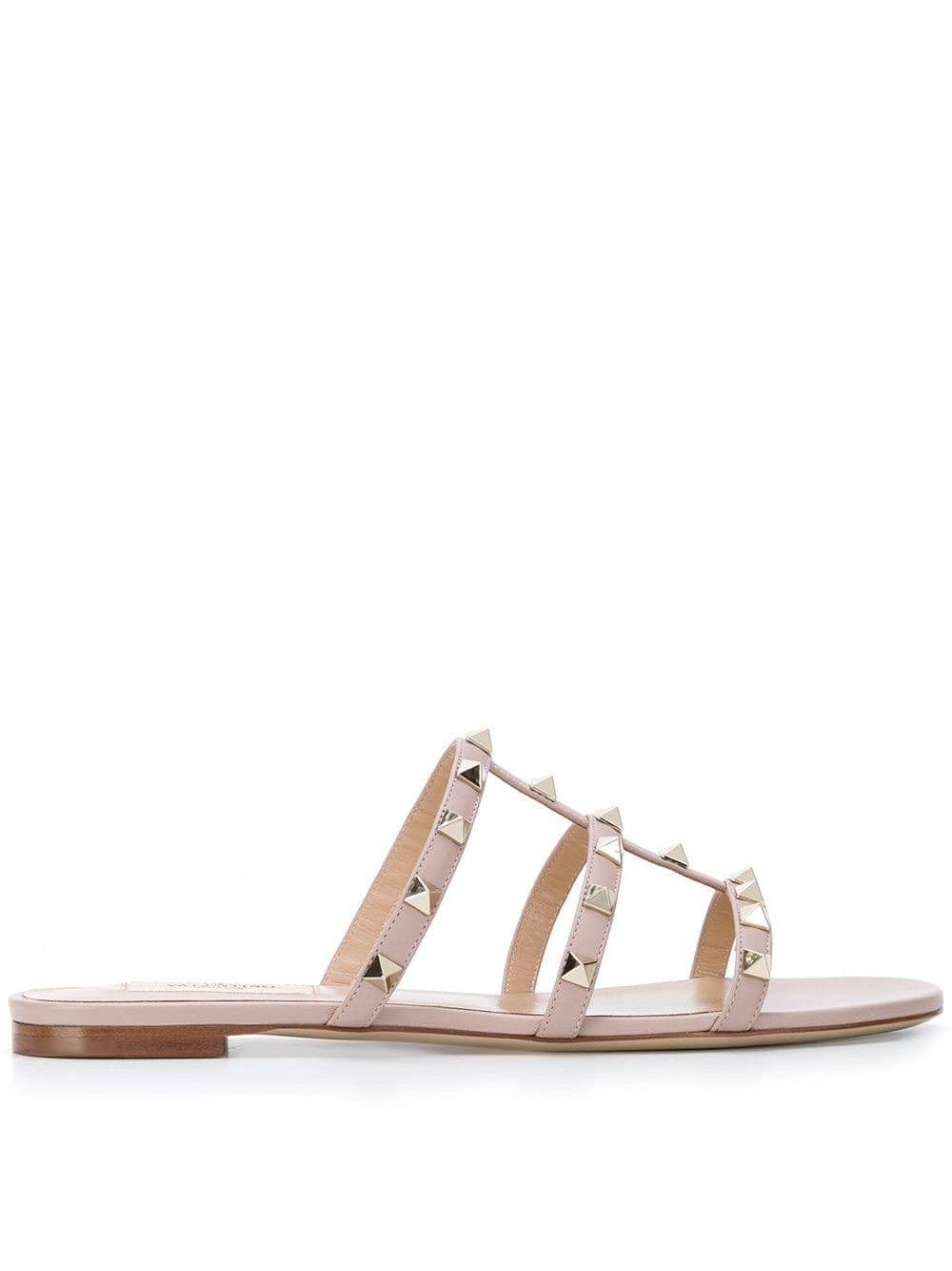 Rockstud leather flat sandals