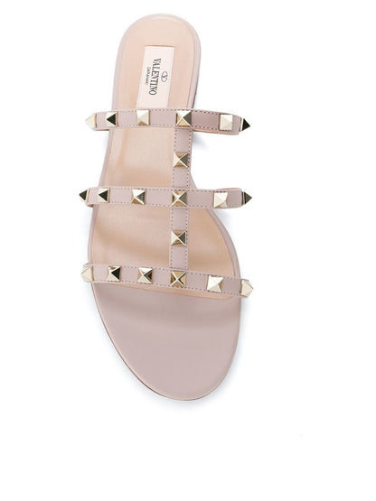 Rockstud leather flat sandals