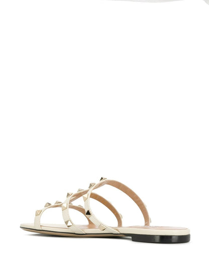 Rockstud leather flat sandals