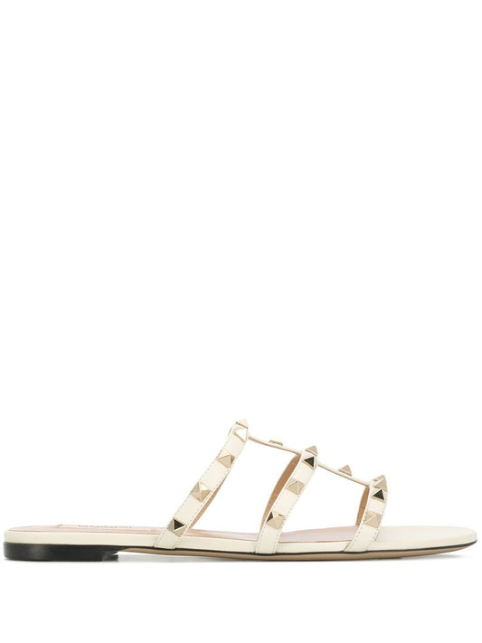 Rockstud leather flat sandals