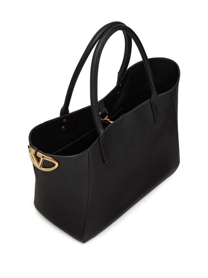 Vlogo side small leather tote bag