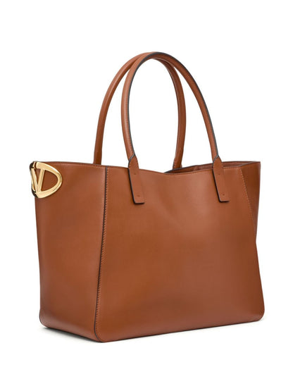 Vlogo side small leather tote bag