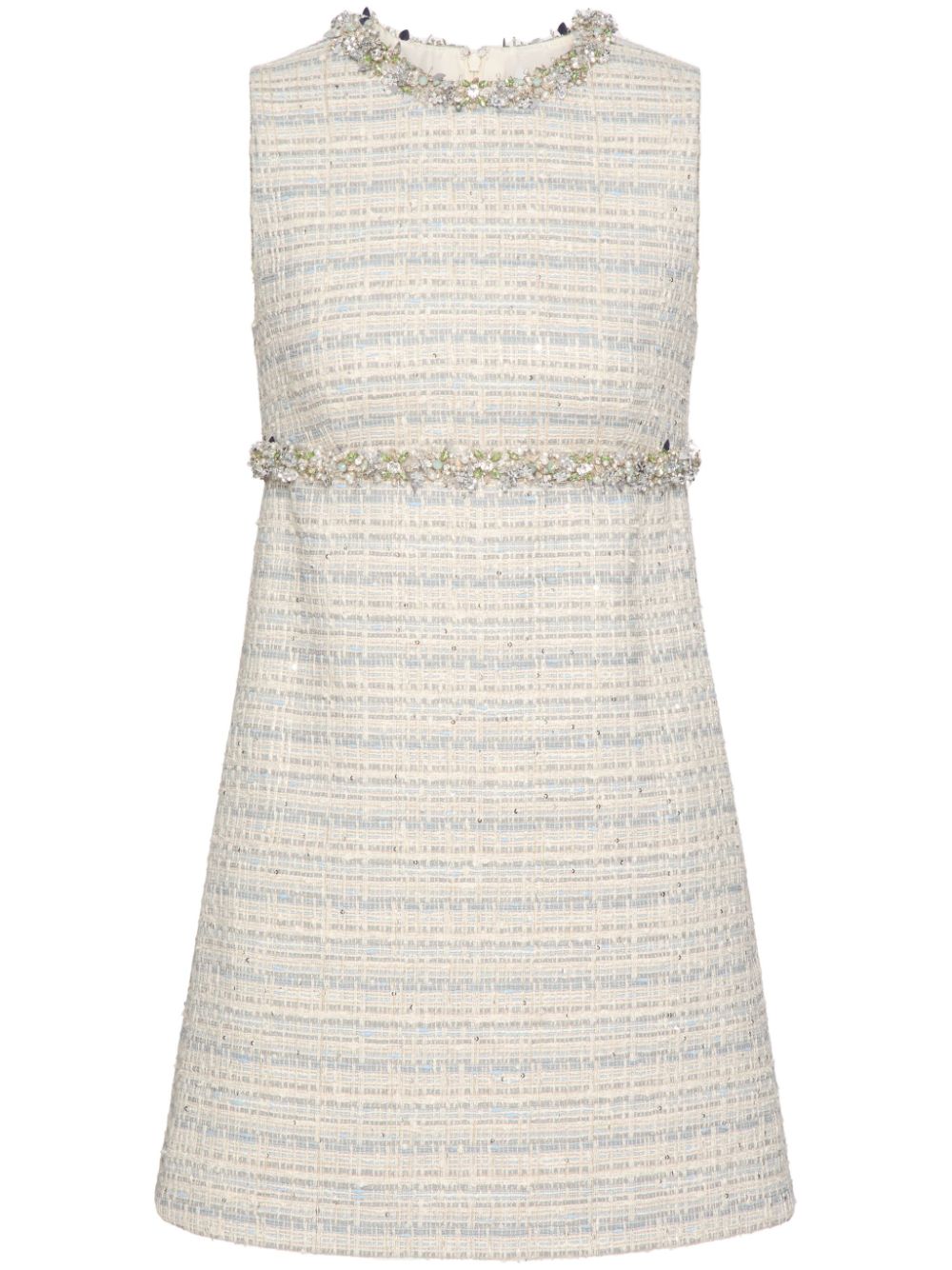 Embroidered tweed mini dress