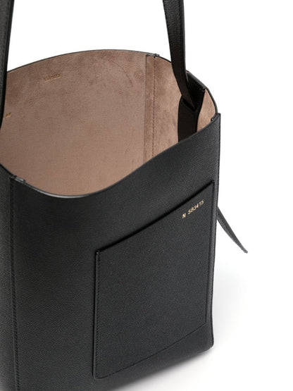 Small leather bucket bag