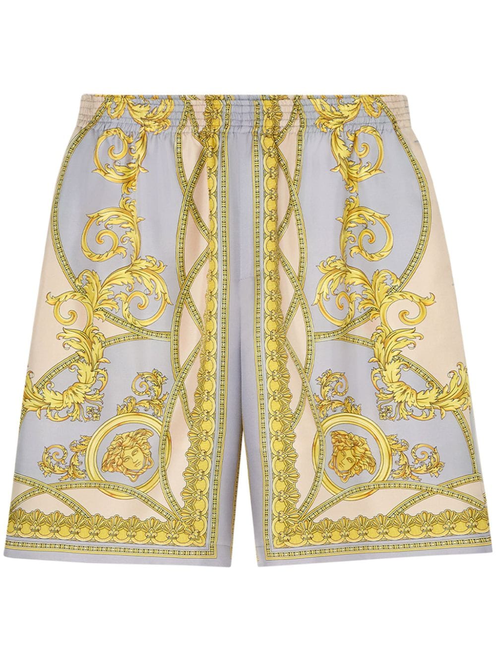 Barocco print silk shorts