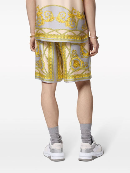 Barocco print silk shorts