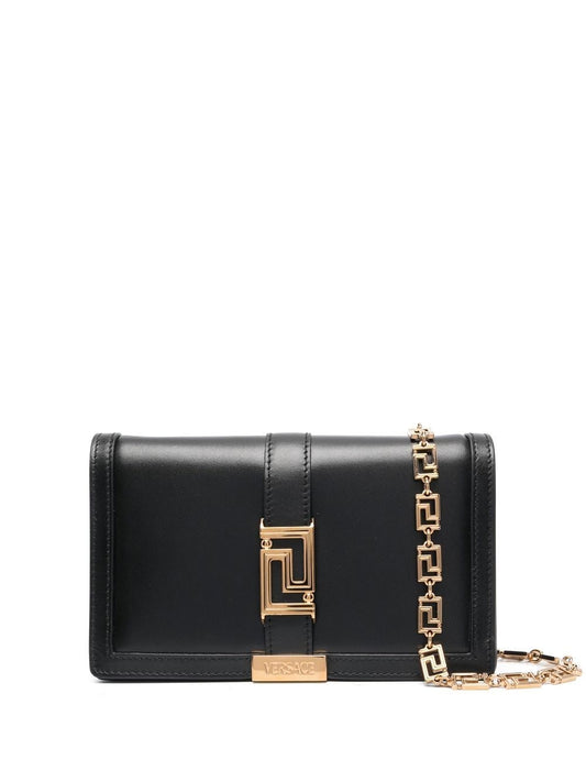 Greca goddess leather wallet on chain