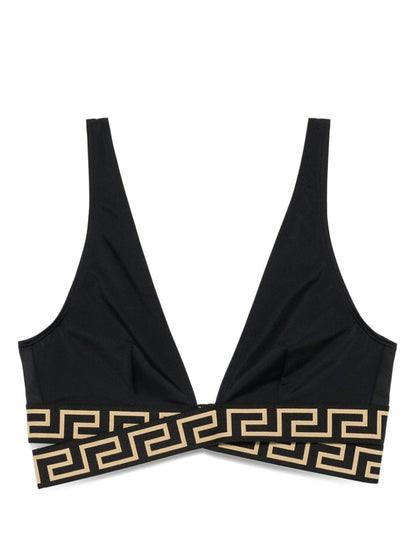 Greca-print bikini top