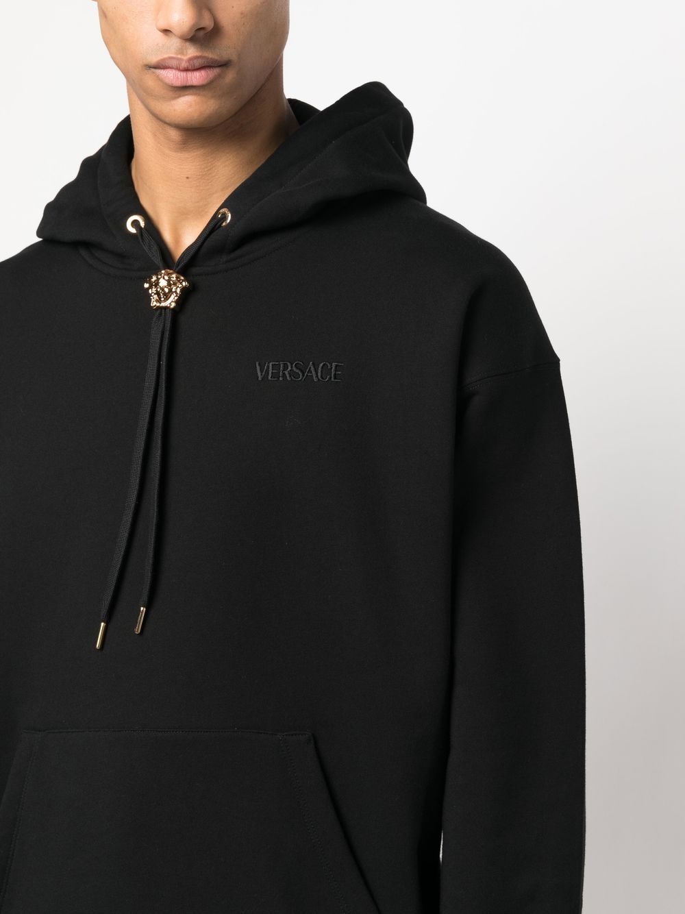 Medusa-drawstring cotton hoodie