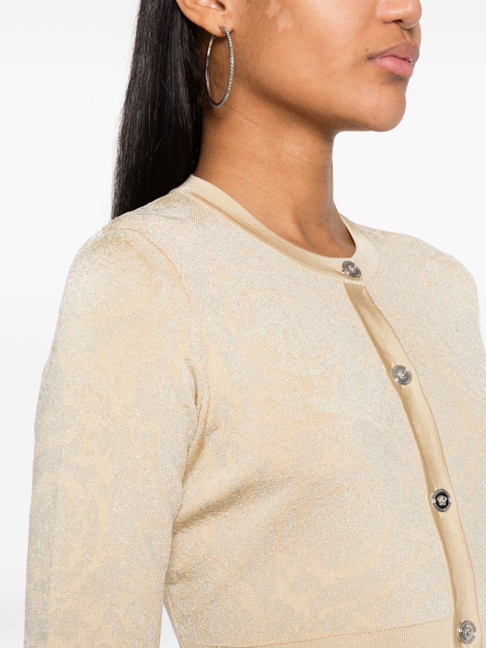 Barocco texture cropped cardigan