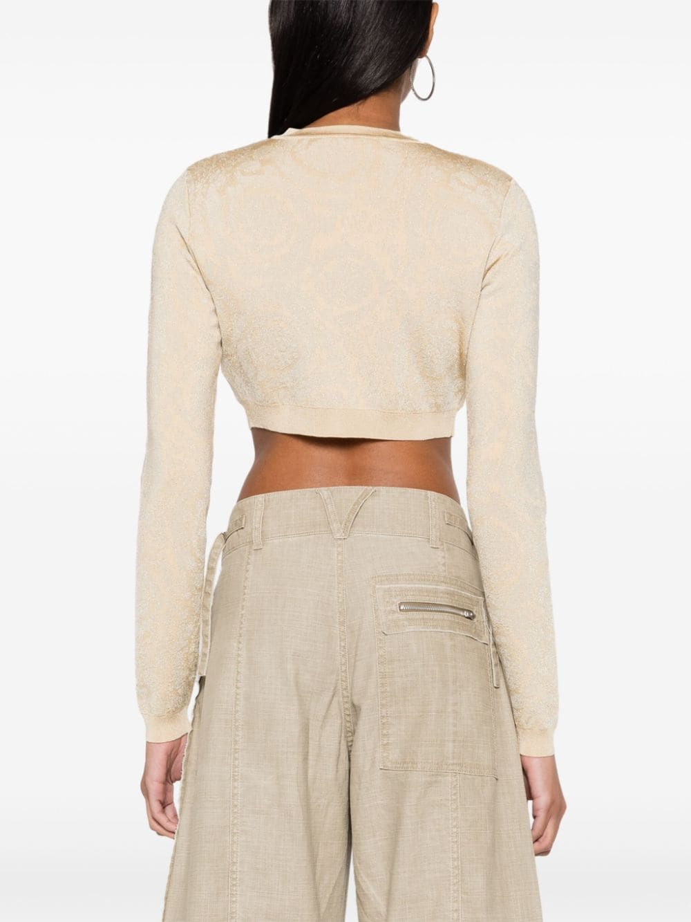 Barocco texture cropped cardigan